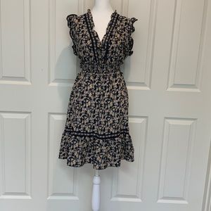 Max Studio Ditsy Floral Smocked Waist mini dress